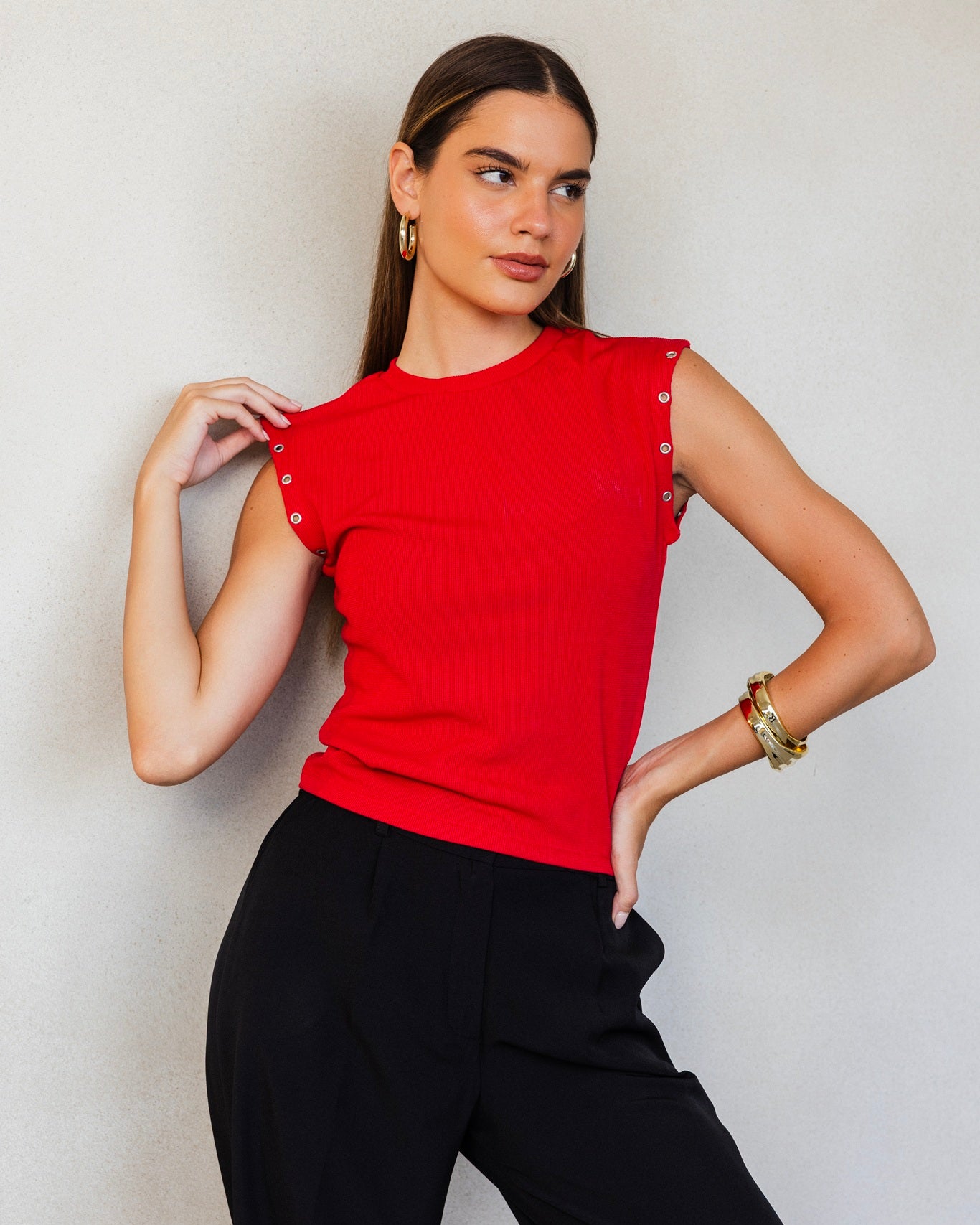 Sleeveless Ring-Detail Top