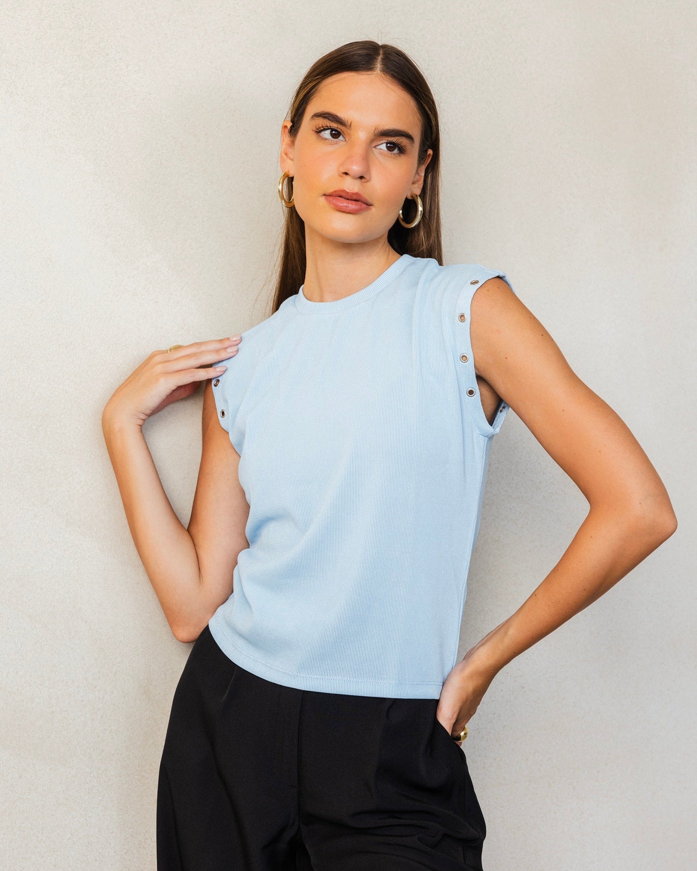 Sleeveless Ring-Detail Top