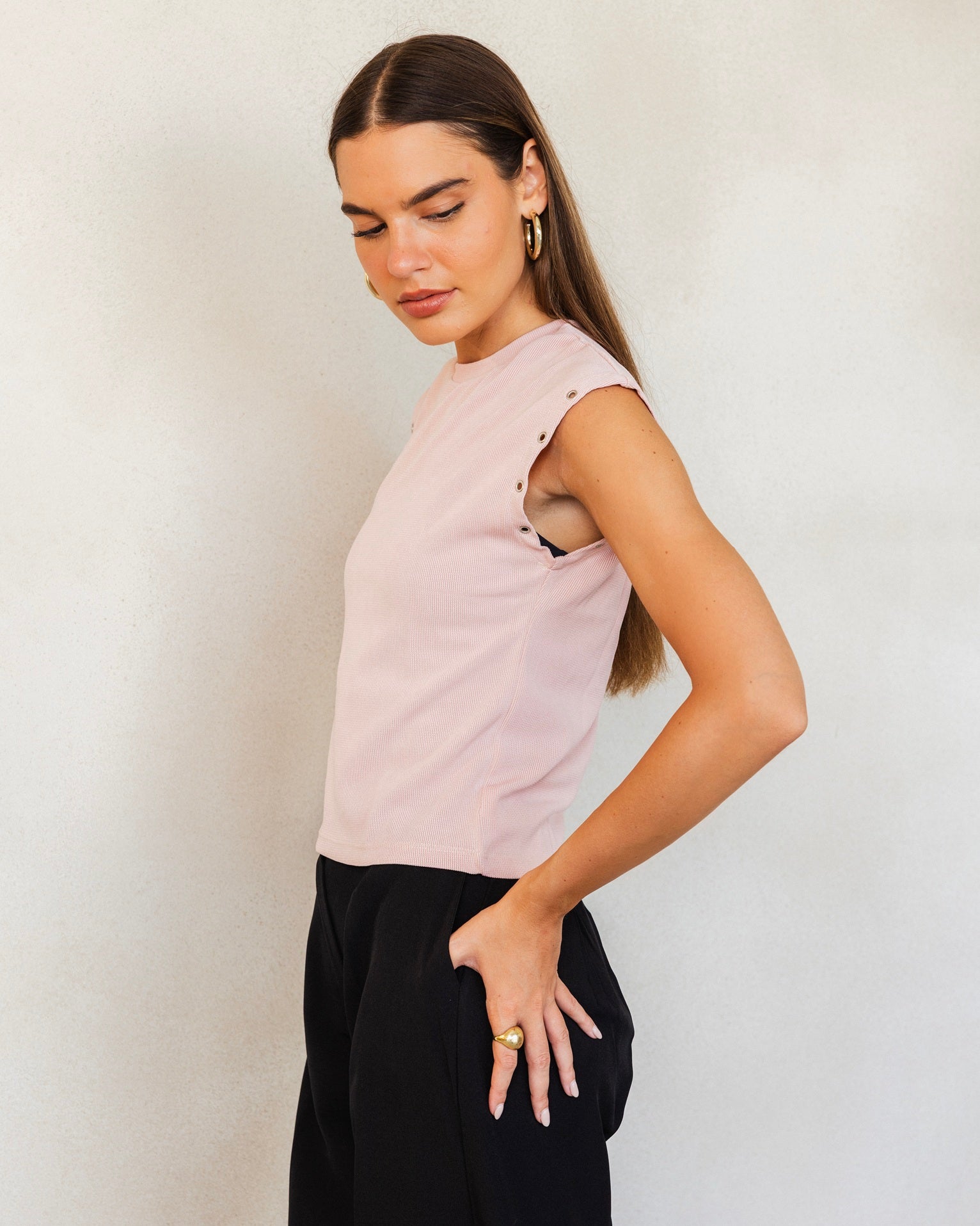 Sleeveless Ring-Detail Top