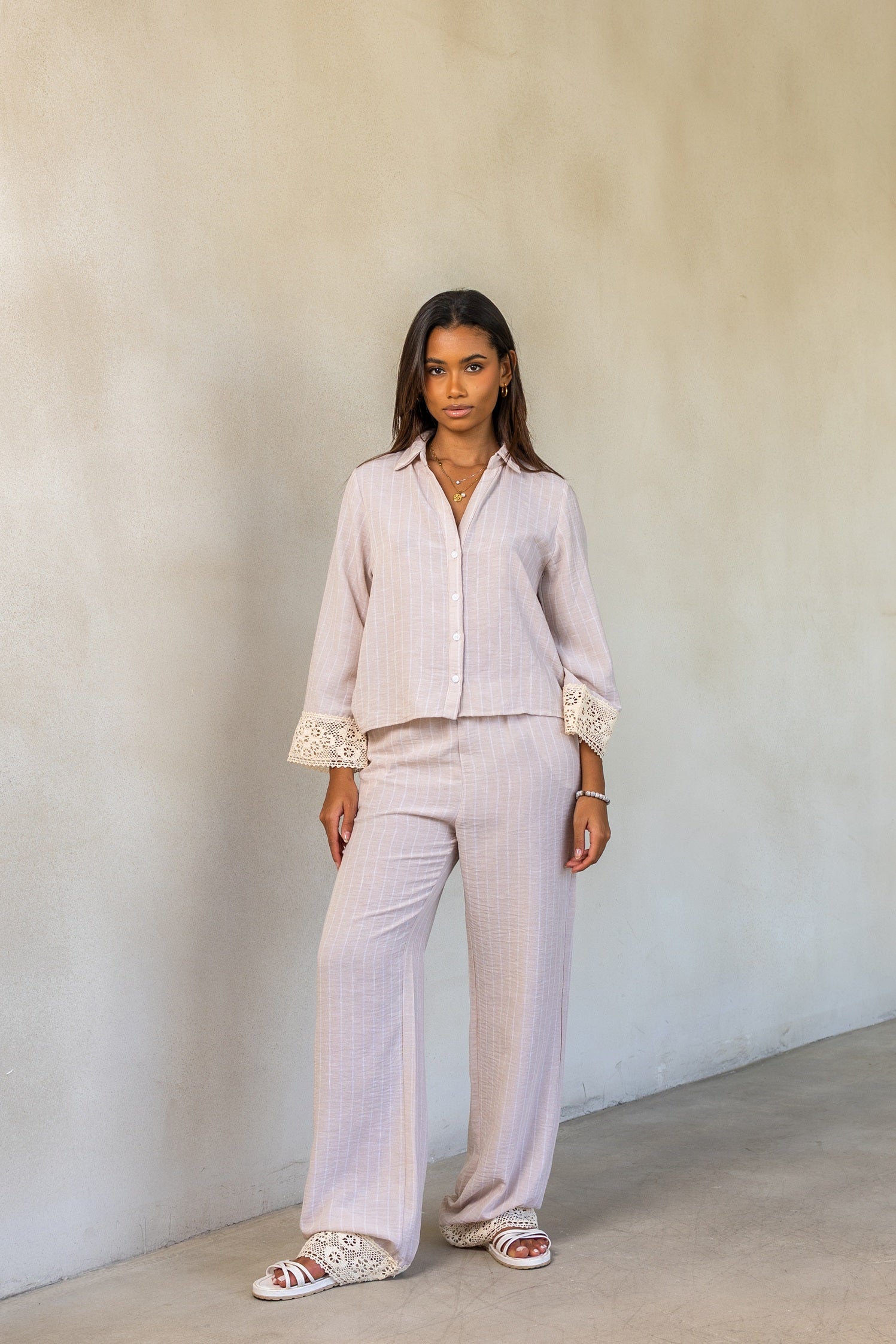 Striped linen set