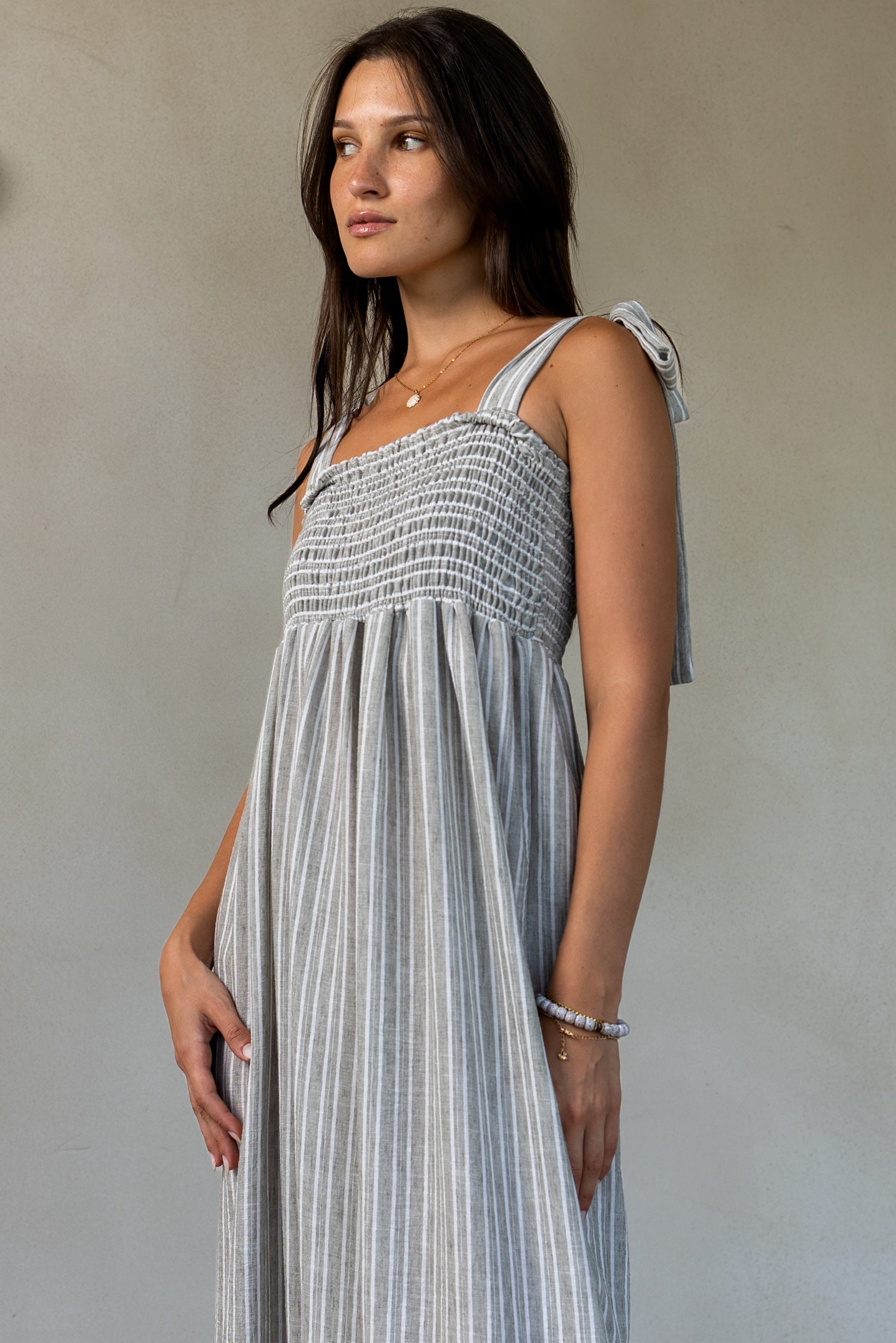 Striped linen dress