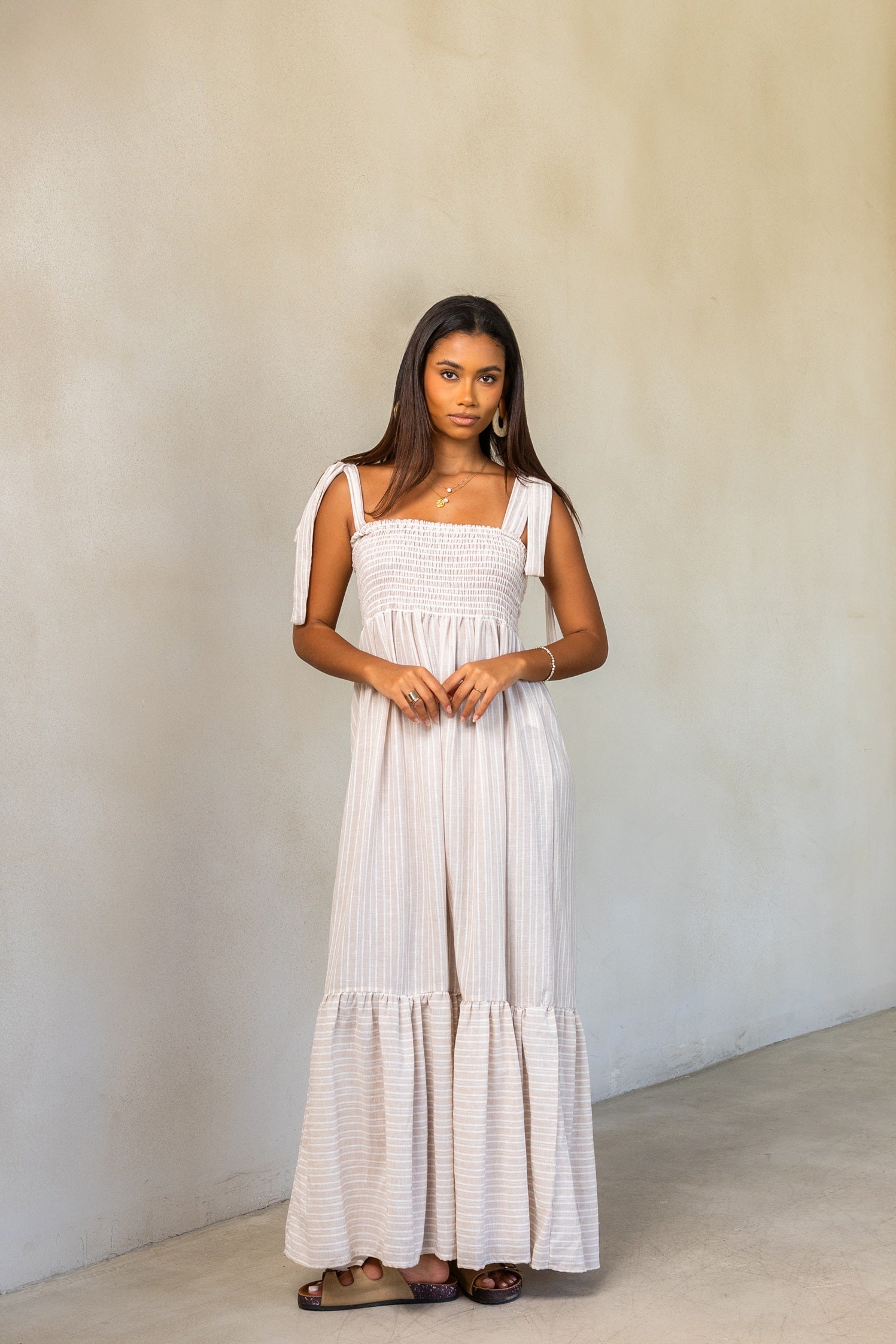 Striped linen dress