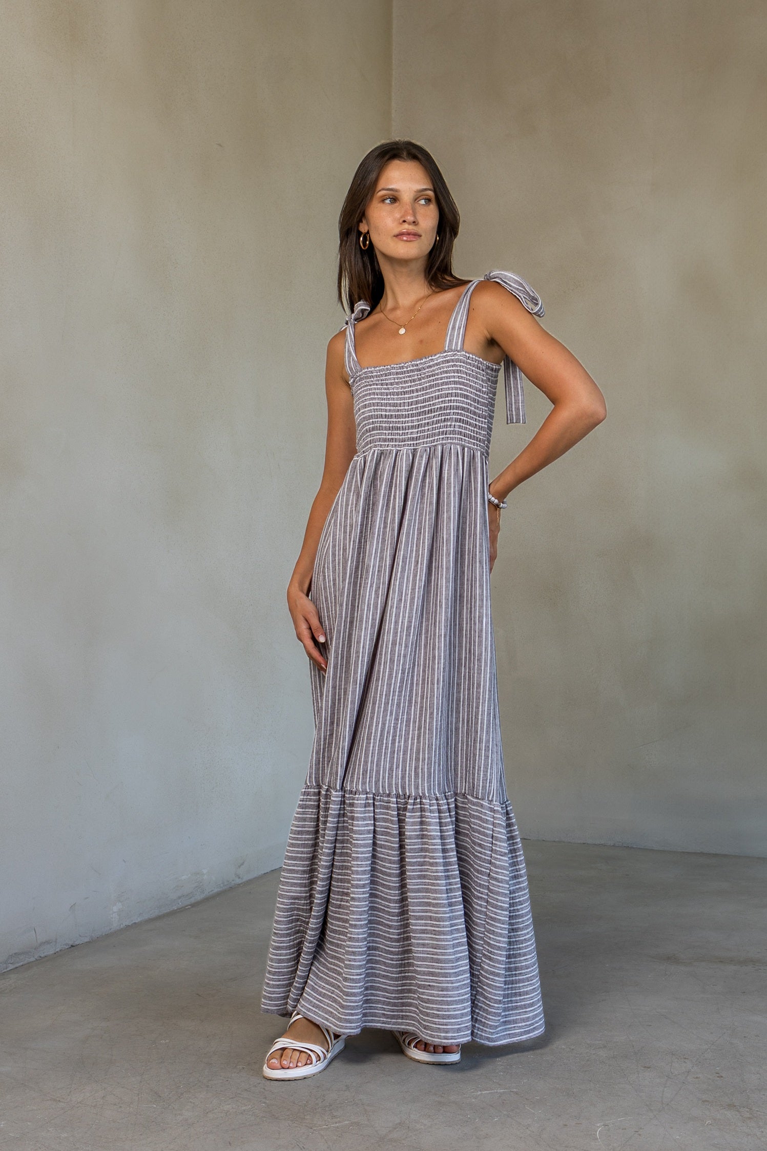Striped linen dress