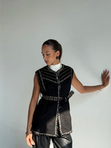 Effect Sleeveless Vest -Black