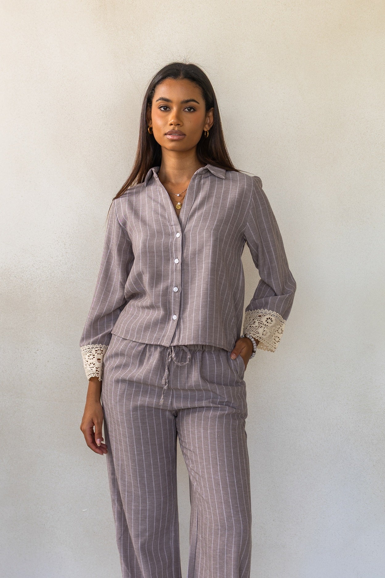 Striped linen set