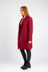 Double-Breasted Tailored Coat - Burgundy