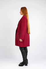 Double-Breasted Tailored Coat - Burgundy