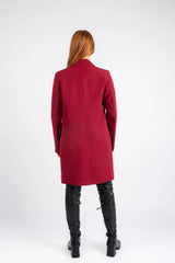 Double-Breasted Tailored Coat - Burgundy