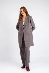 Double-Breasted Tailored Coat - Gray