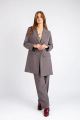 Double-Breasted Tailored Coat - Gray