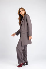 Double-Breasted Tailored Coat - Gray