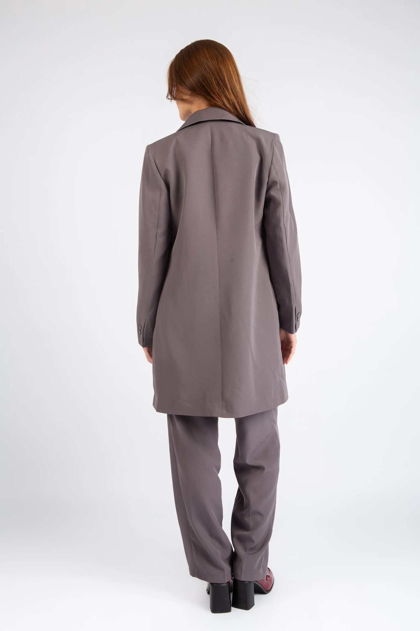 Double-Breasted Tailored Coat - Gray