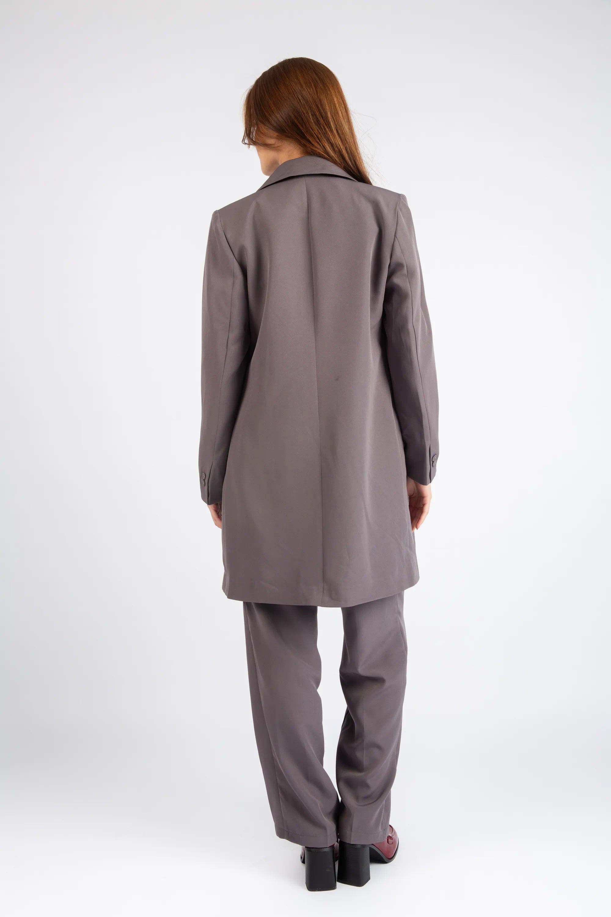 Double-Breasted Tailored Coat - Gray