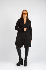 Double-Breasted Tailored Coat - Black