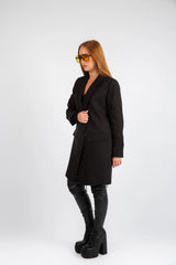 Double-Breasted Tailored Coat - Black