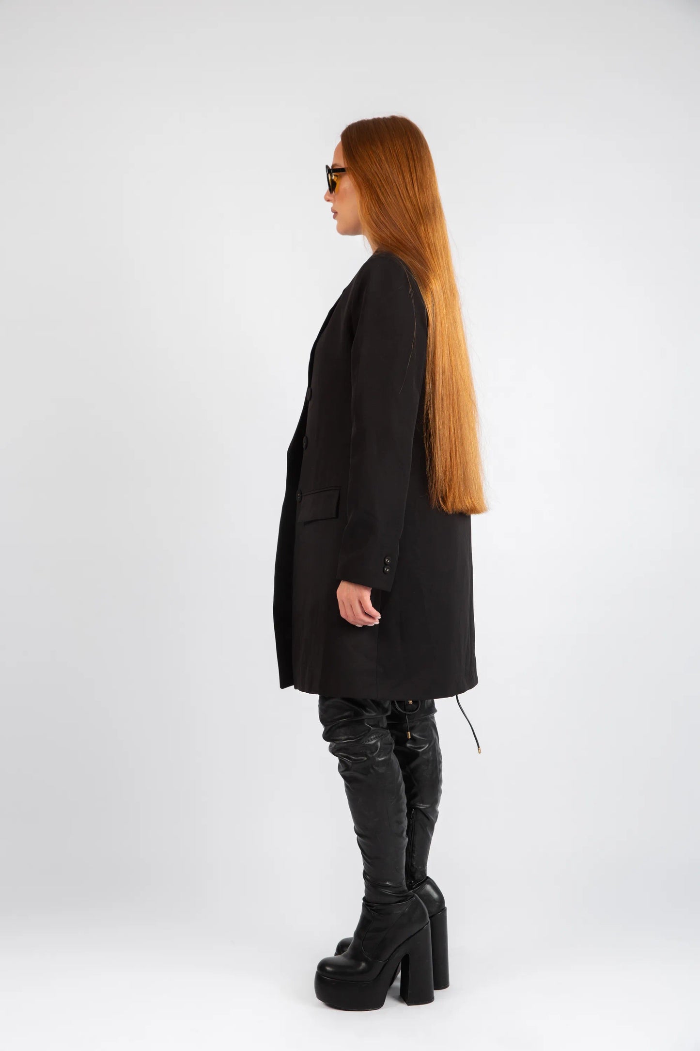 Double-Breasted Tailored Coat - Black