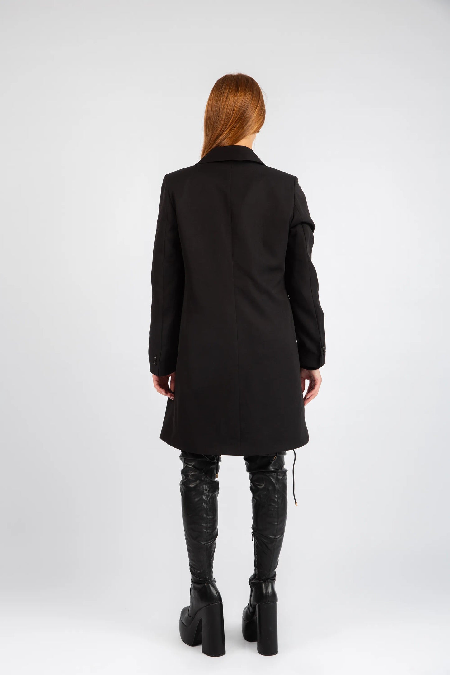 Double-Breasted Tailored Coat - Black