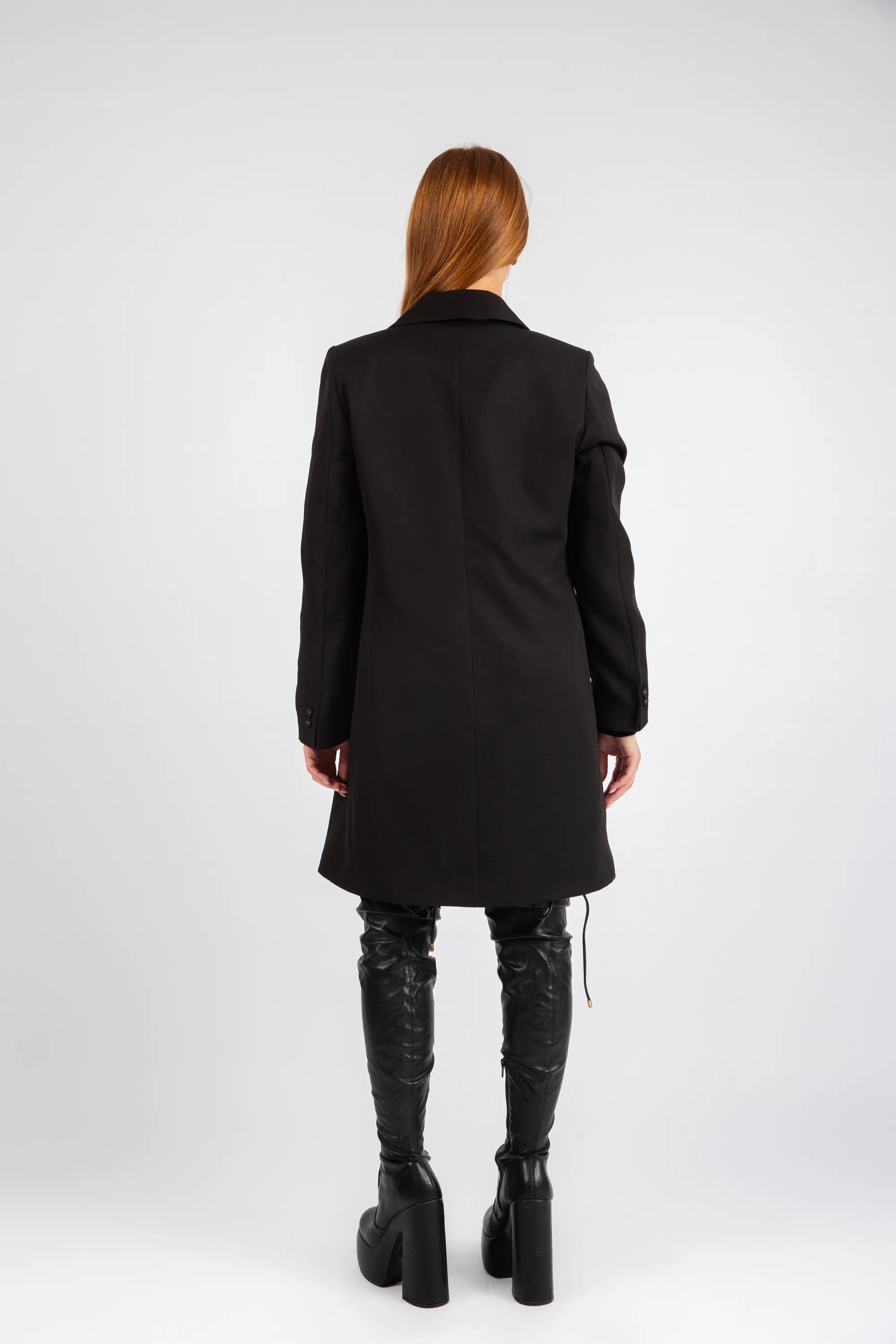 Double-Breasted Tailored Coat - Black