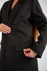 Double-Breasted Tailored Coat - Black