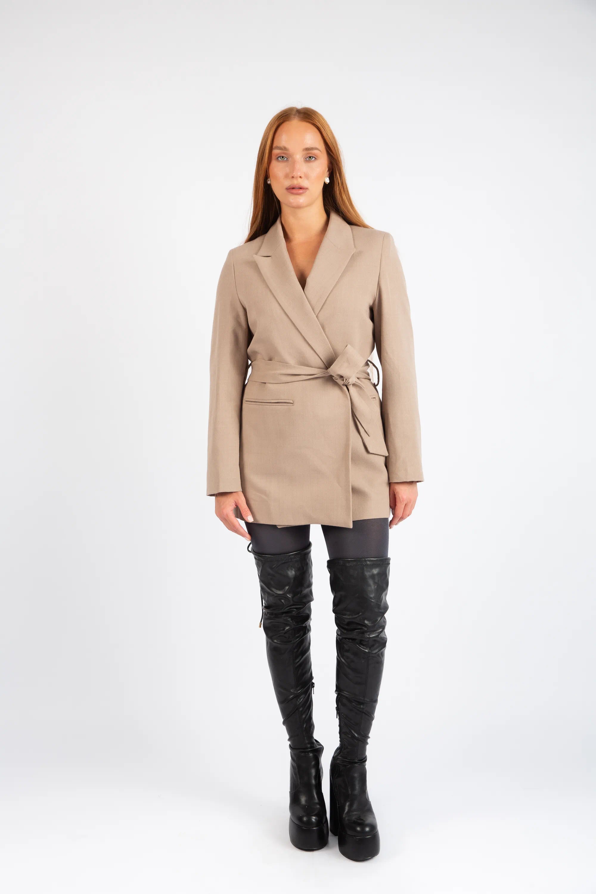 The Tailored Wrap Blazer - Beige