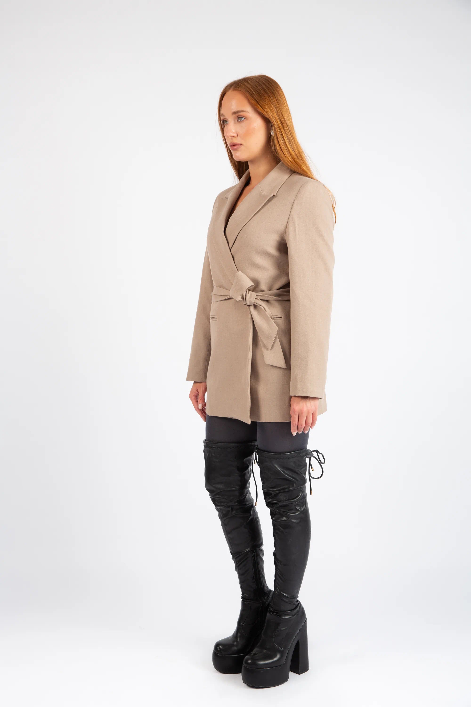 The Tailored Wrap Blazer - Beige