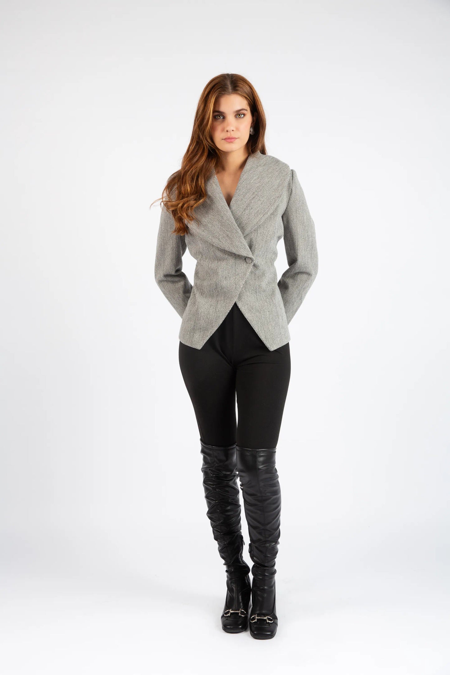 Sculpted Wrap Jacket - Gray
