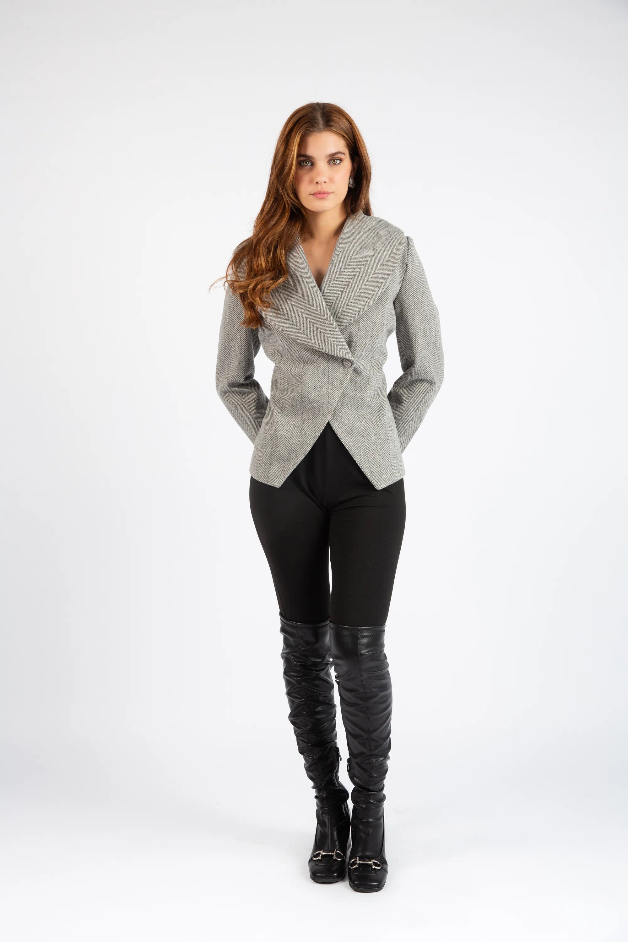 Sculpted Wrap Jacket - Gray