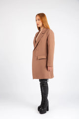 Double-Breasted Tailored Coat - Brown
