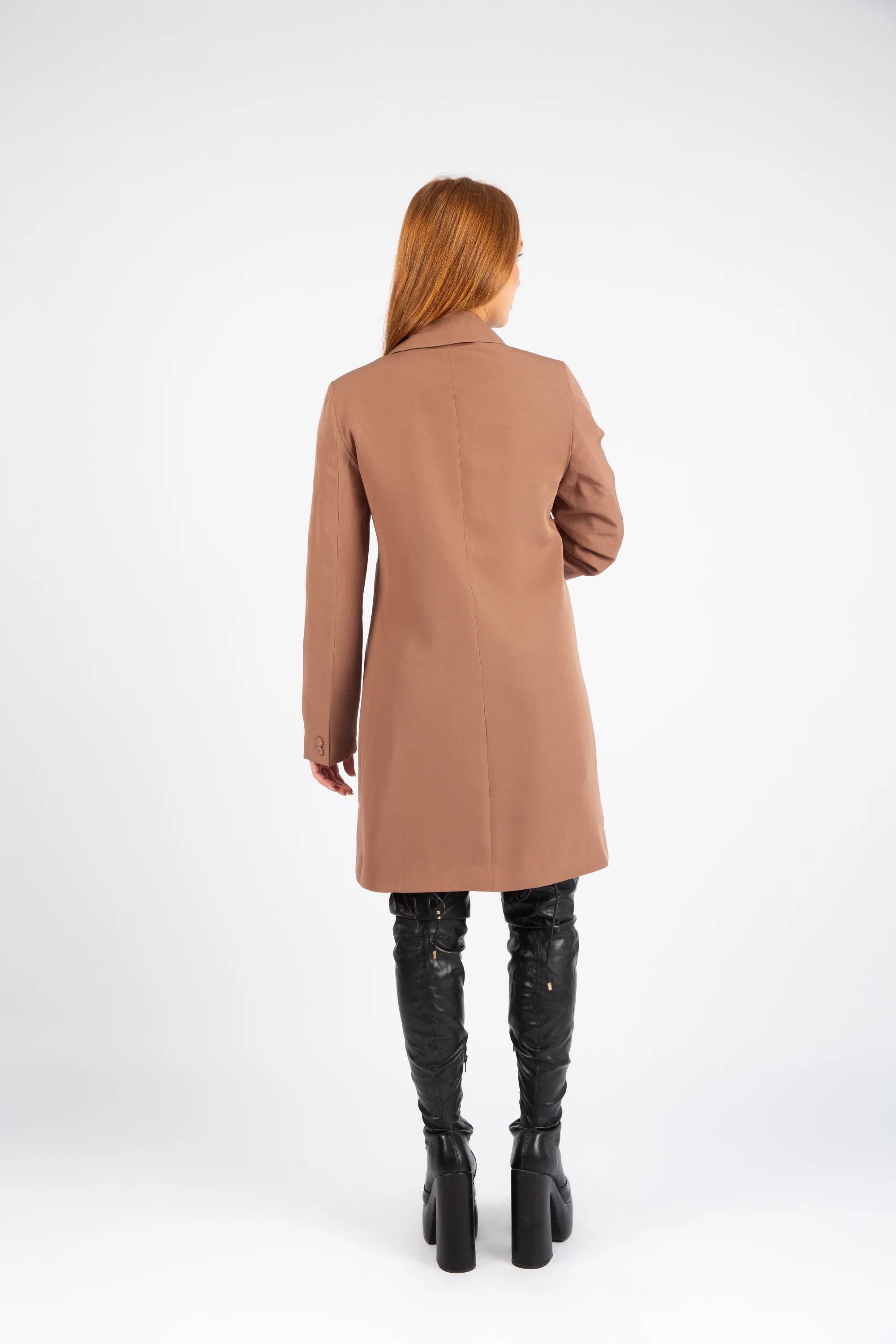 Double-Breasted Tailored Coat - Brown