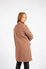 Double-Breasted Tailored Coat - Brown