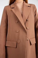 Double-Breasted Tailored Coat - Brown