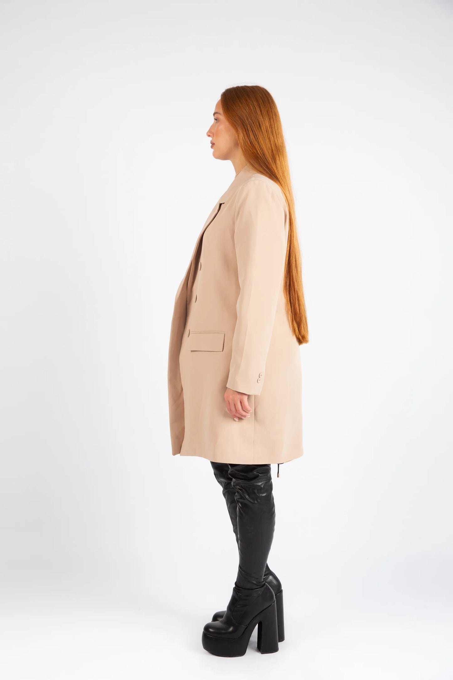 Double-Breasted Tailored Coat - Beige