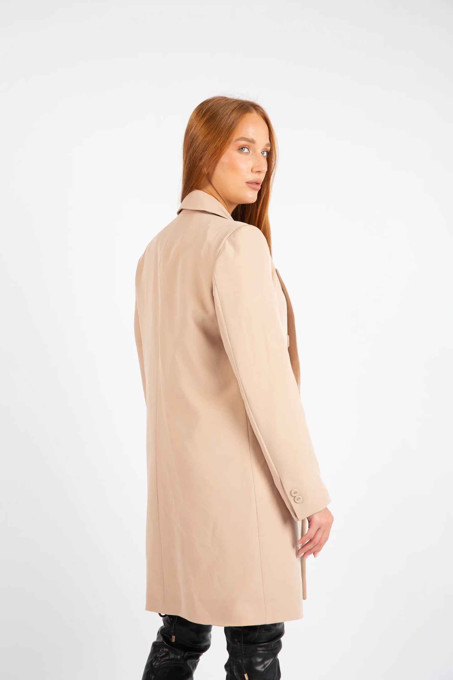 Double-Breasted Tailored Coat - Beige