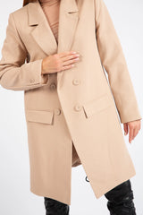 Double-Breasted Tailored Coat - Beige
