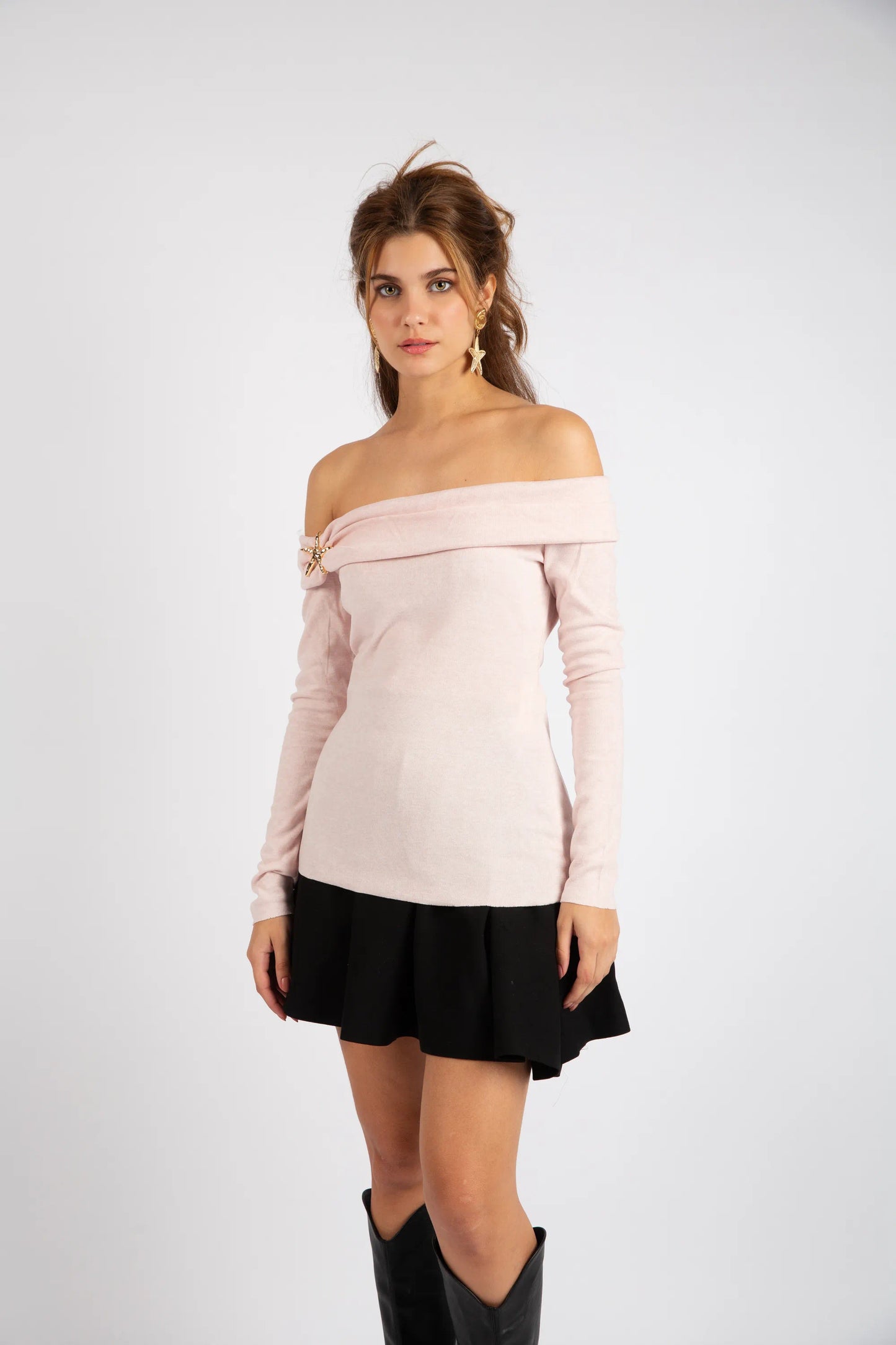 The Romantic Bardot Top - PINK