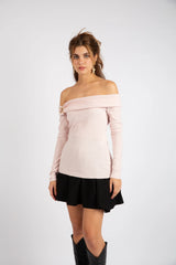 The Romantic Bardot Top - PINK