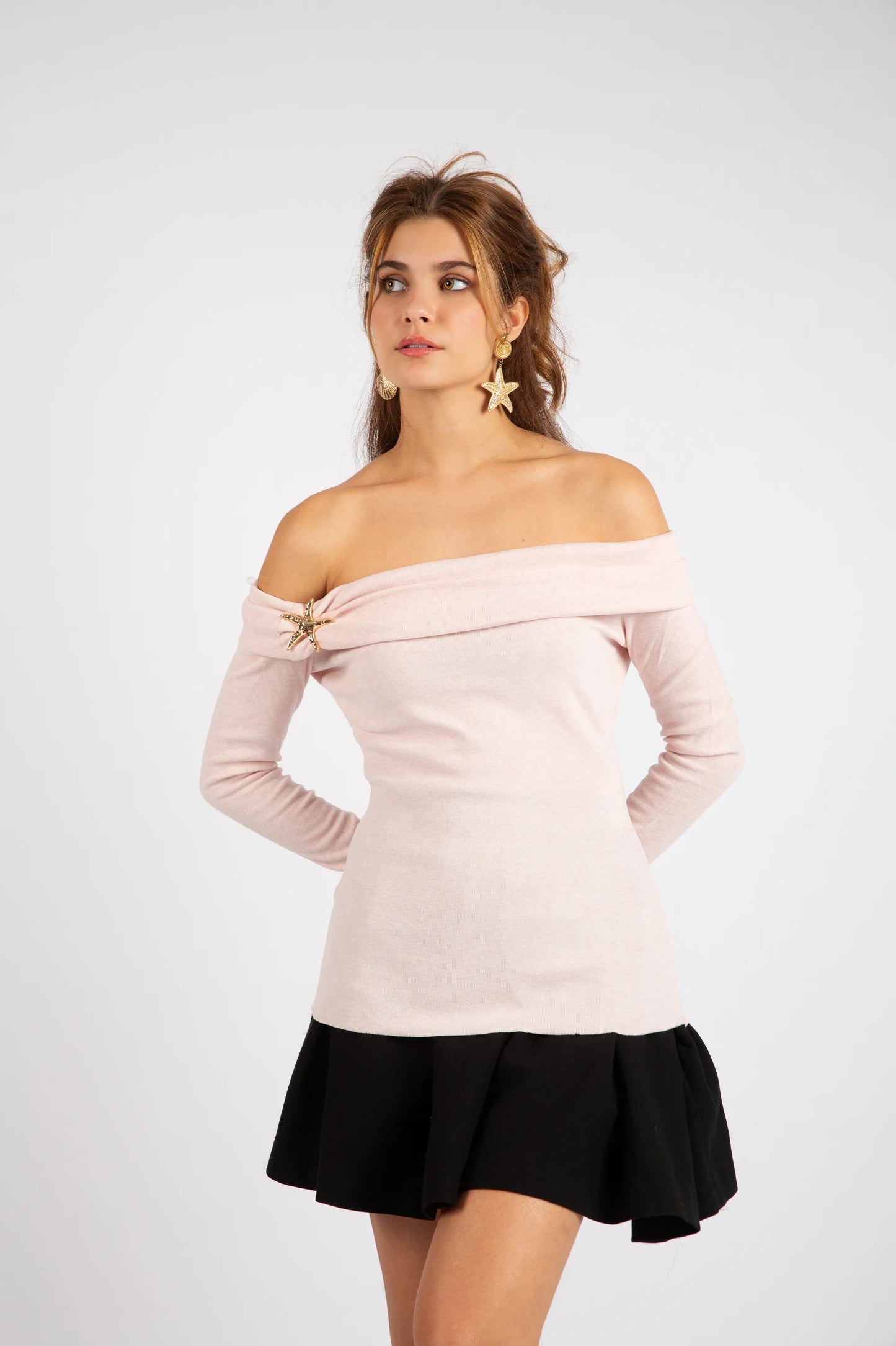 The Romantic Bardot Top - PINK