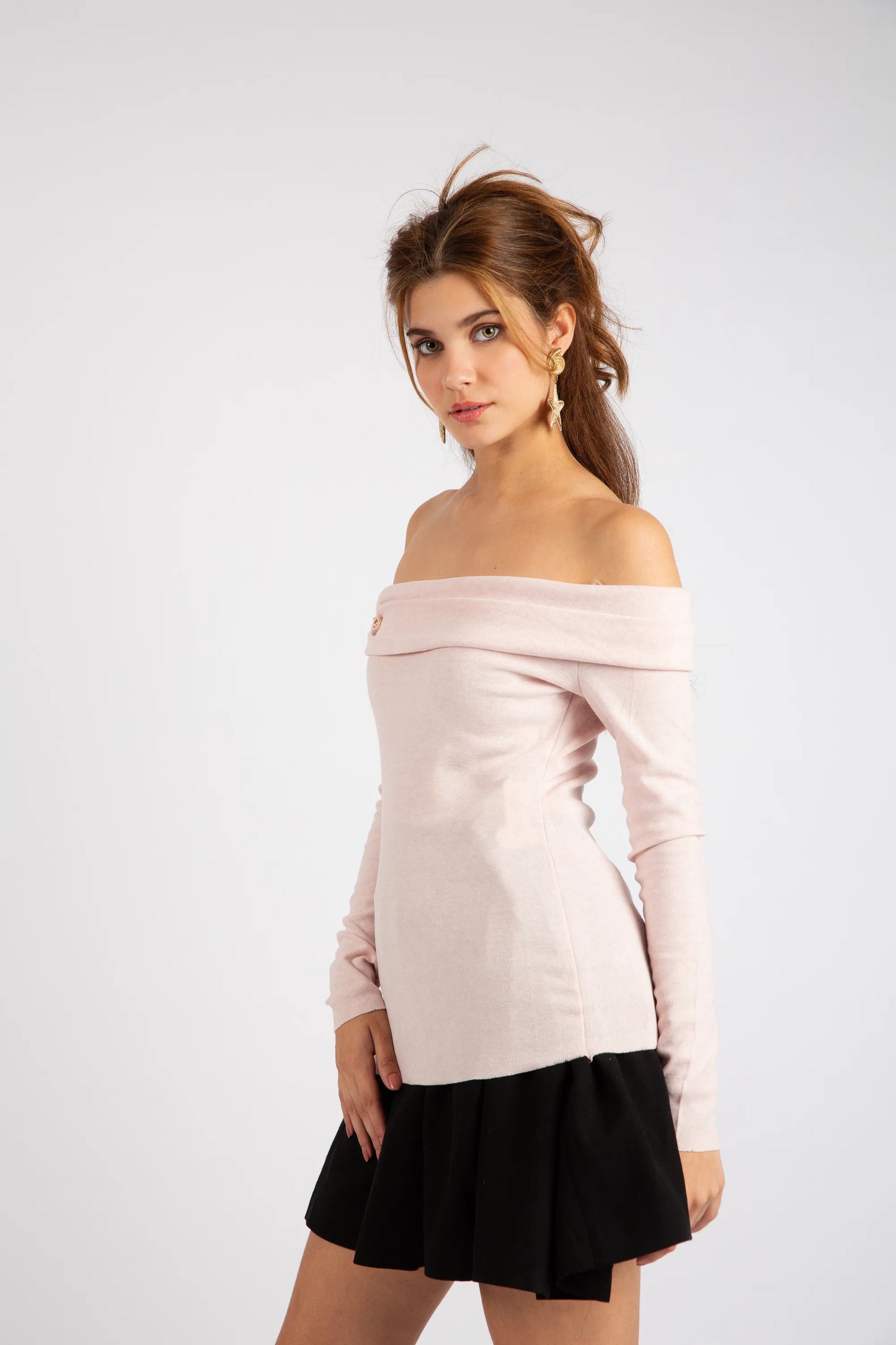 The Romantic Bardot Top - PINK