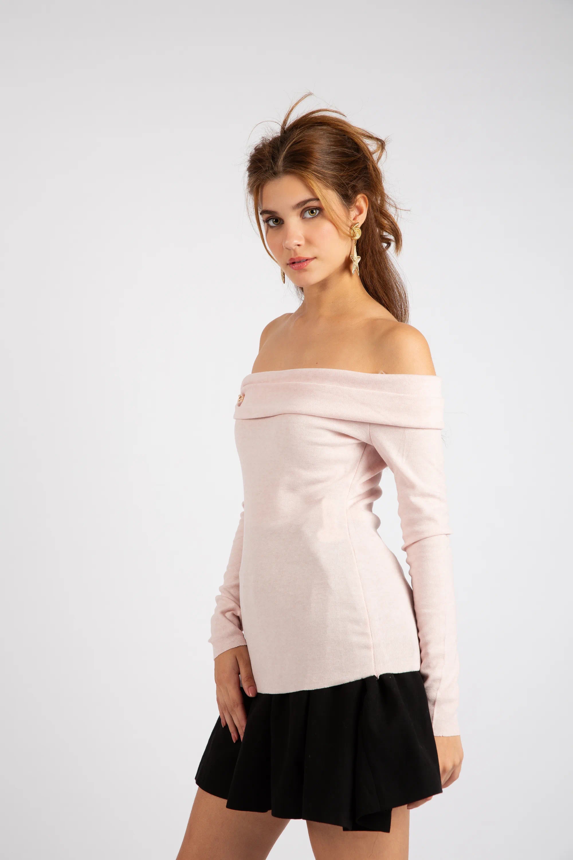 The Romantic Bardot Top - PINK