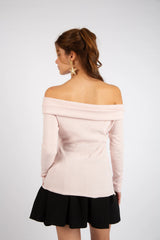 The Romantic Bardot Top - PINK