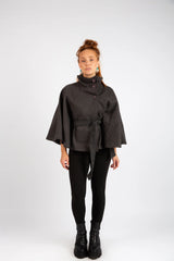 The Classic High-Neck Cape - Dark Gray