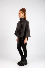 The Classic High-Neck Cape - Dark Gray