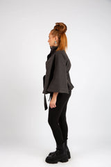 The Classic High-Neck Cape - Dark Gray