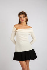 The Romantic Bardot Top - White
