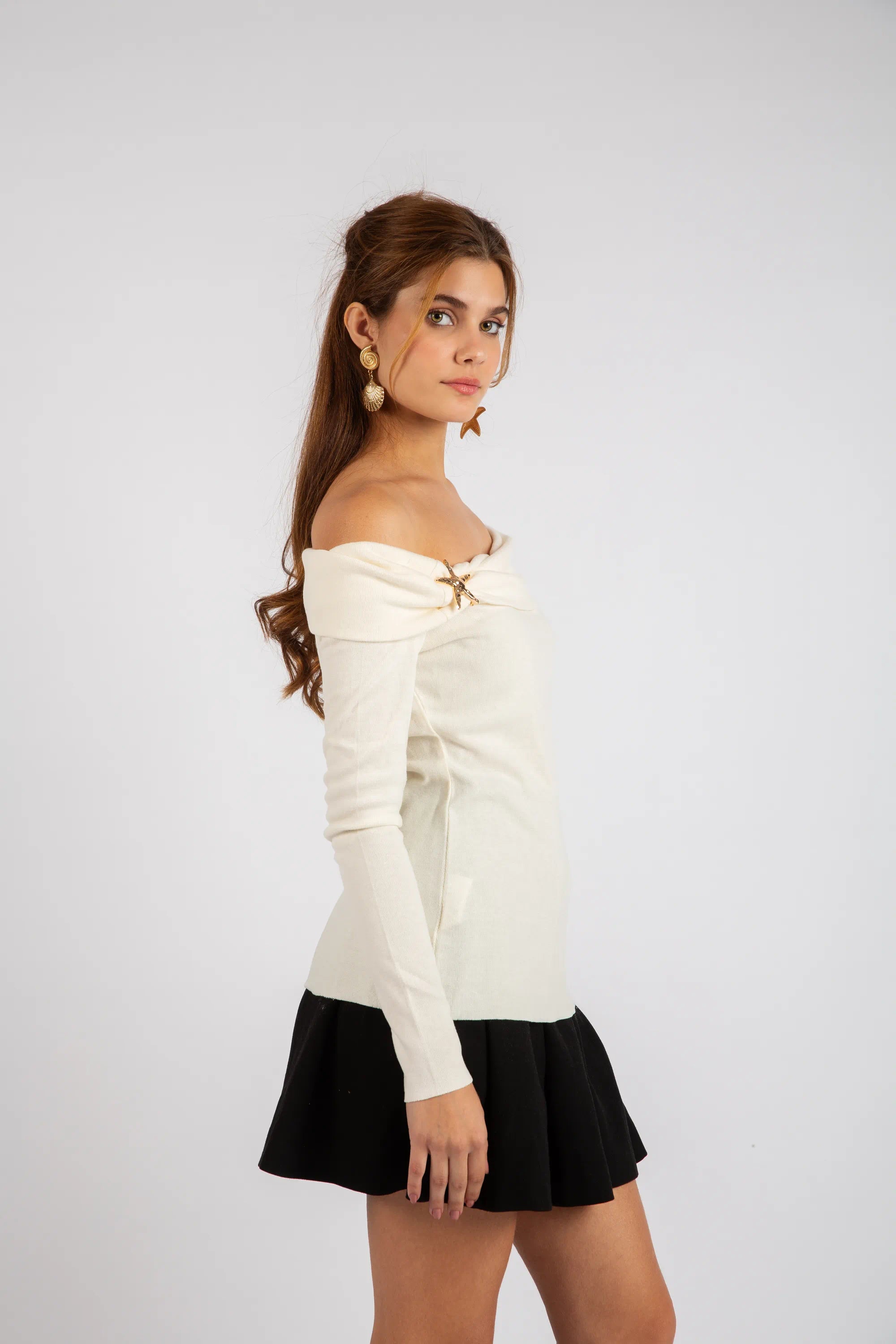 The Romantic Bardot Top - White