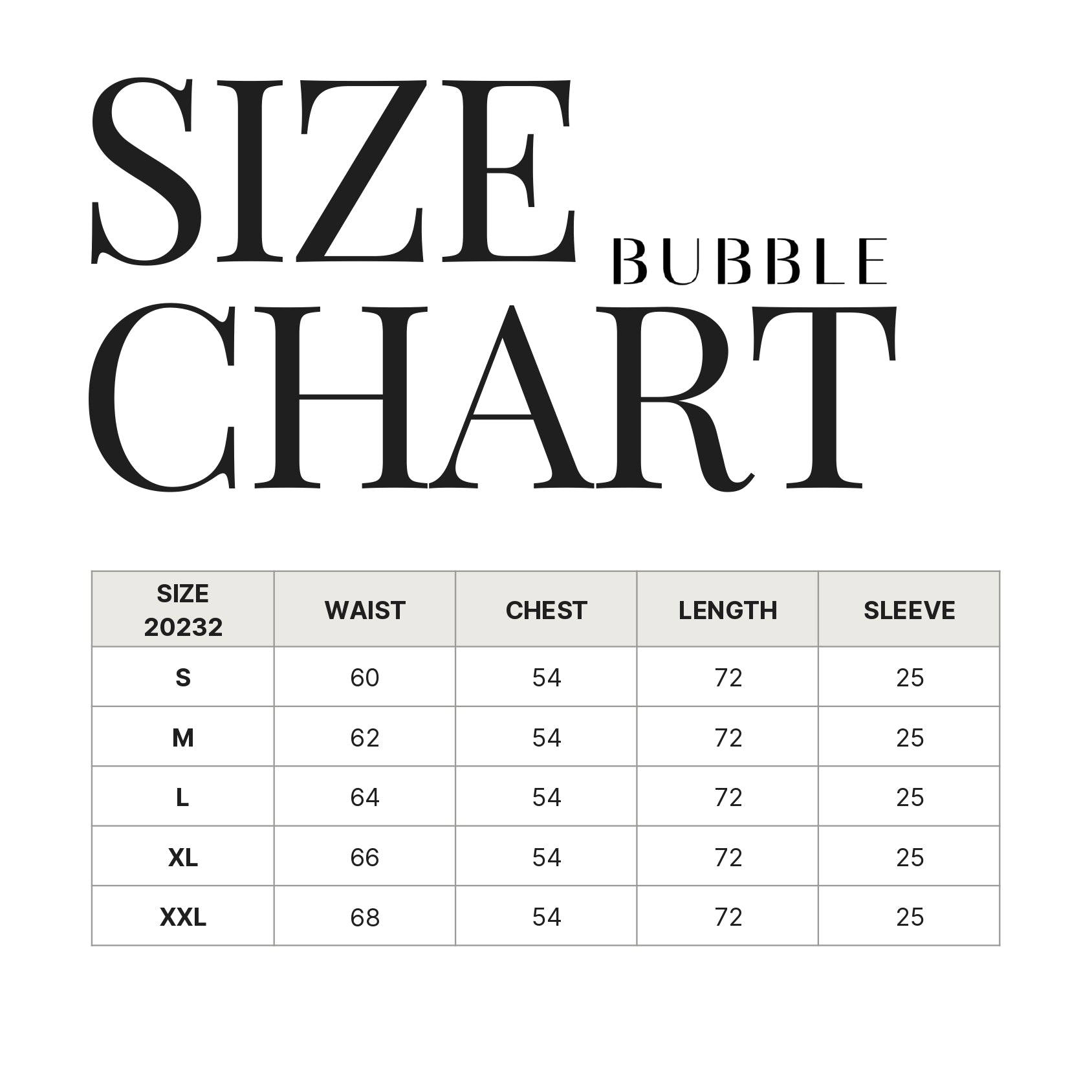 Graphic Oversize Tee size chart