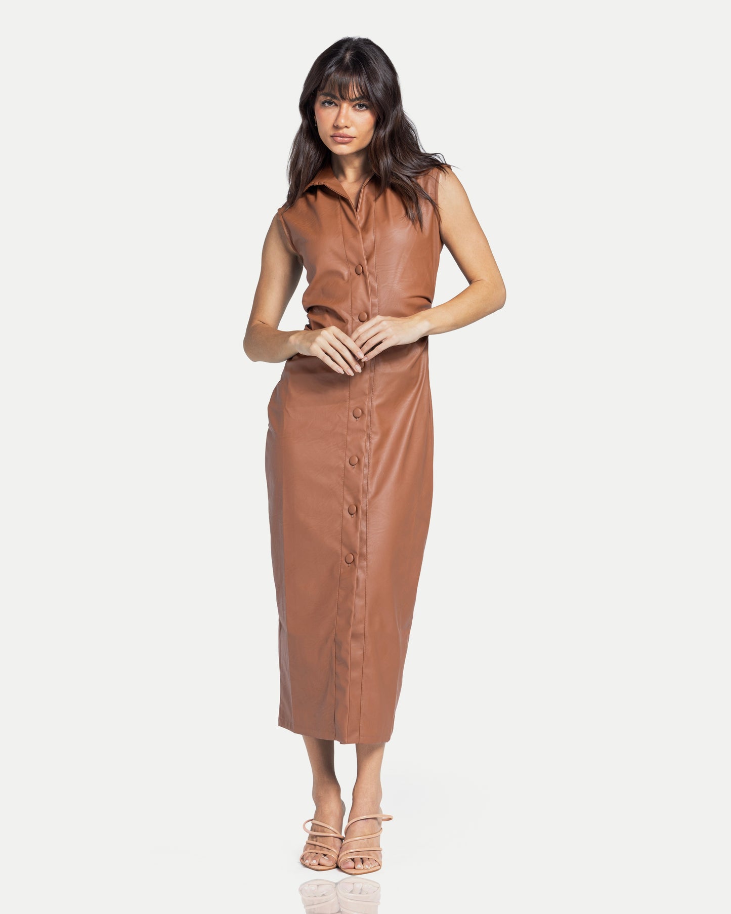 Elara Long Dress -Brown