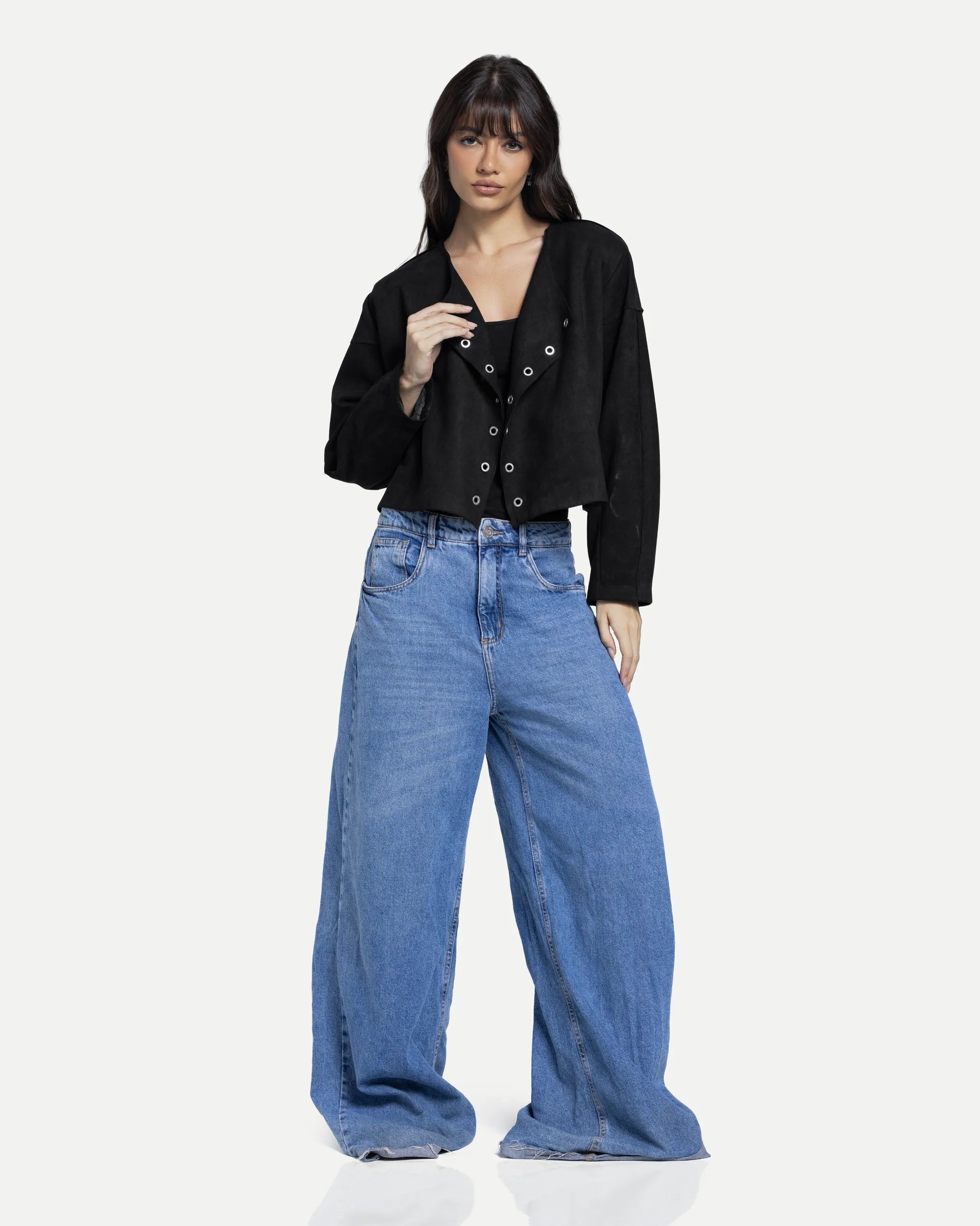 Luna Suede Top -Black