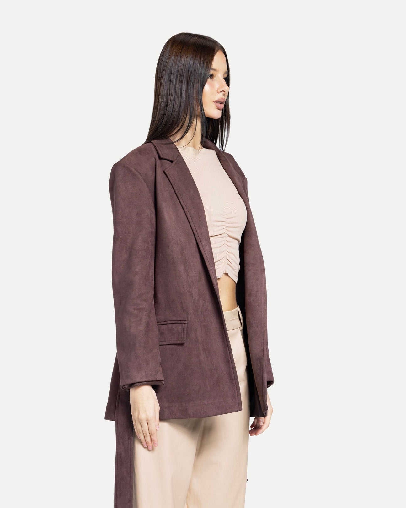 The Soft-Structure Belted Blazer -Caffe