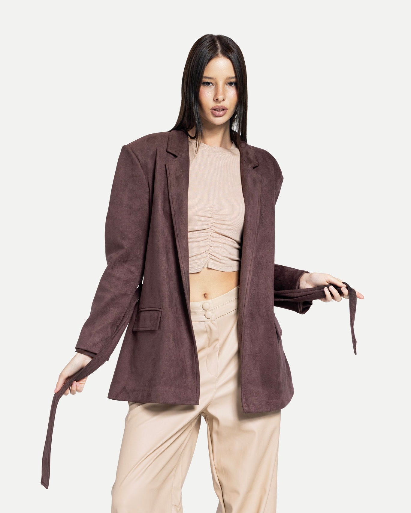 The Soft-Structure Belted Blazer -Caffe